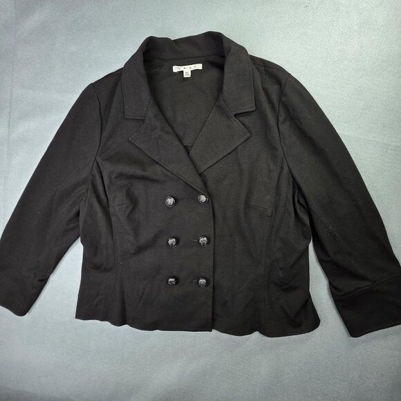 Cabi Blazer Womens XL Black Double Breasted Jacket Button Front Stretch Classic - Picture 1 of 13